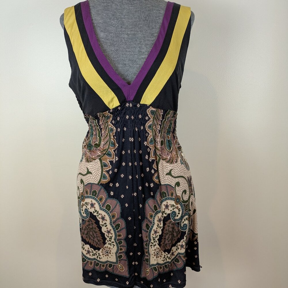 Vintage Designer Hale Bob 100% Silk Paisley Boho Top Tunic Shirt Blouse Size L